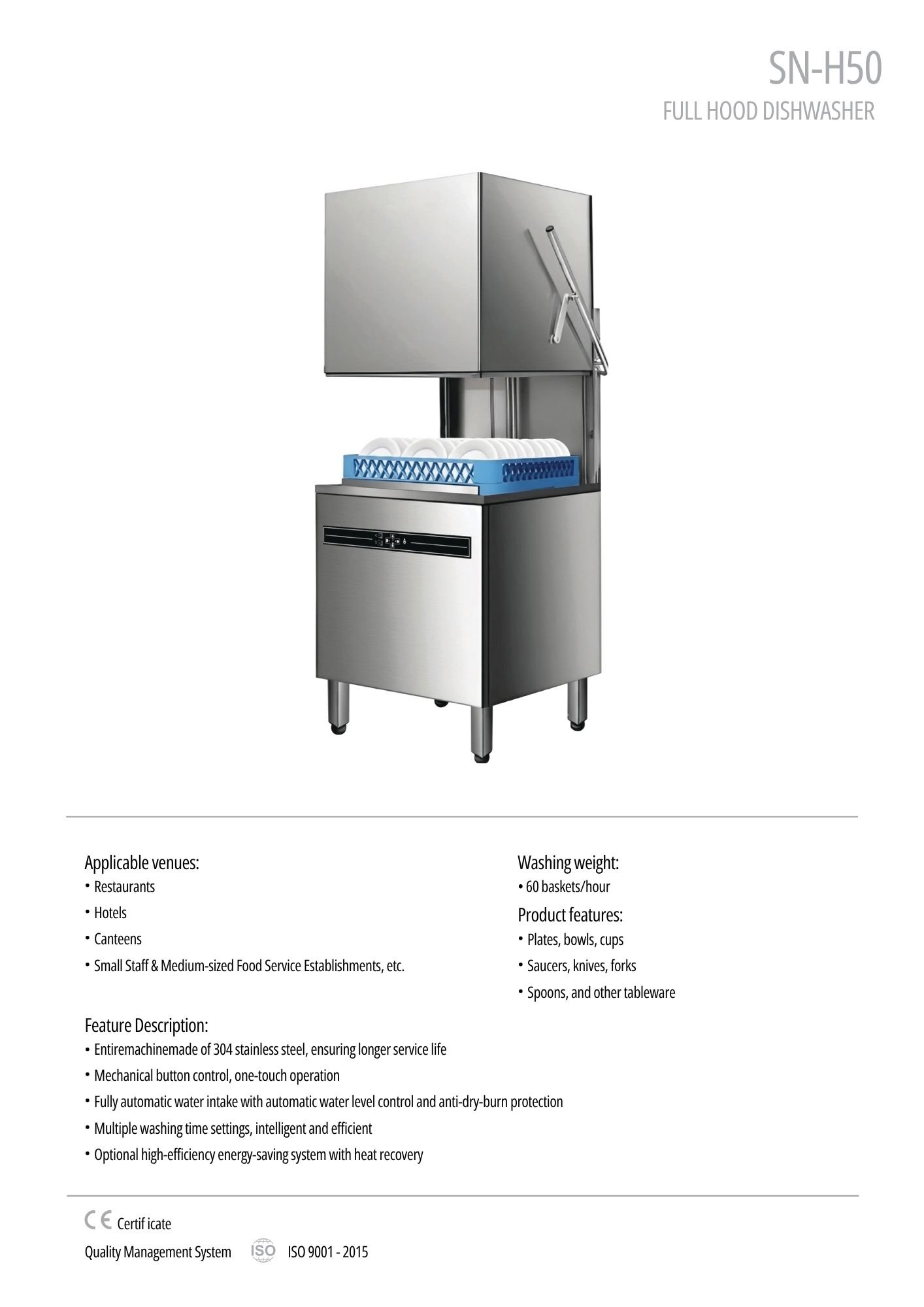 SN-H50 Hood Dishwasher T - Image 2
